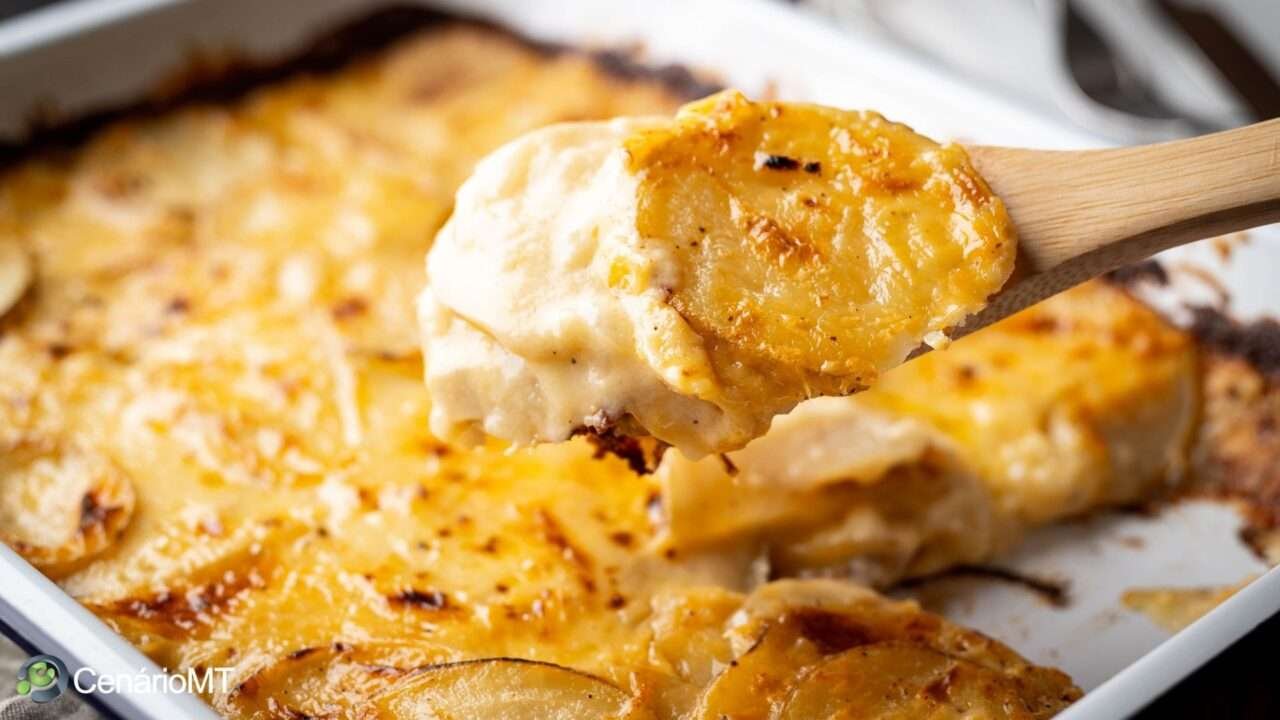 Receita de batata gratinada com molho branco: Simples e deliciosa!