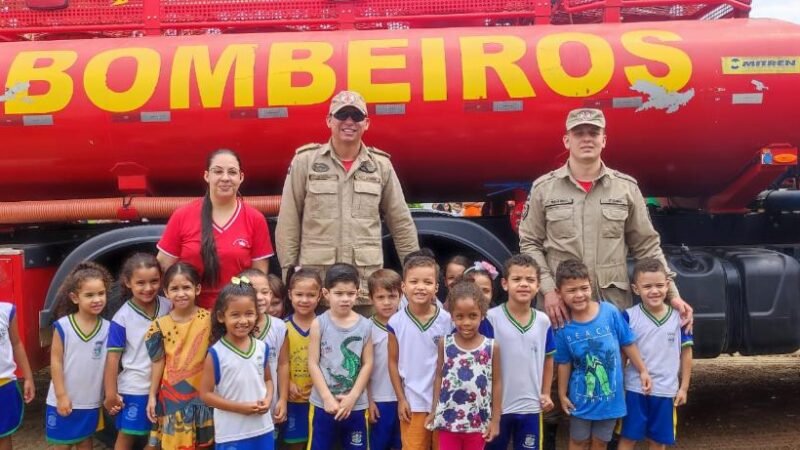 Bombeiros visitam escola municipal de educação infantil em Primavera do Leste