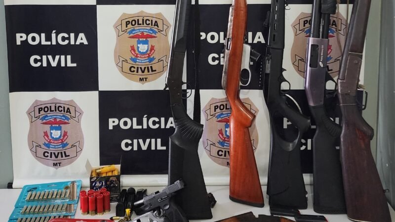 Polícia Civil apreende nove armas de fogo e munições durante investigação sobre duplo homicídio