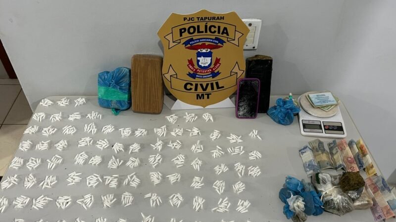 Polícia Civil prende dupla com mais de 840 pinos de cocaína e quatro quilos de maconha e pasta base