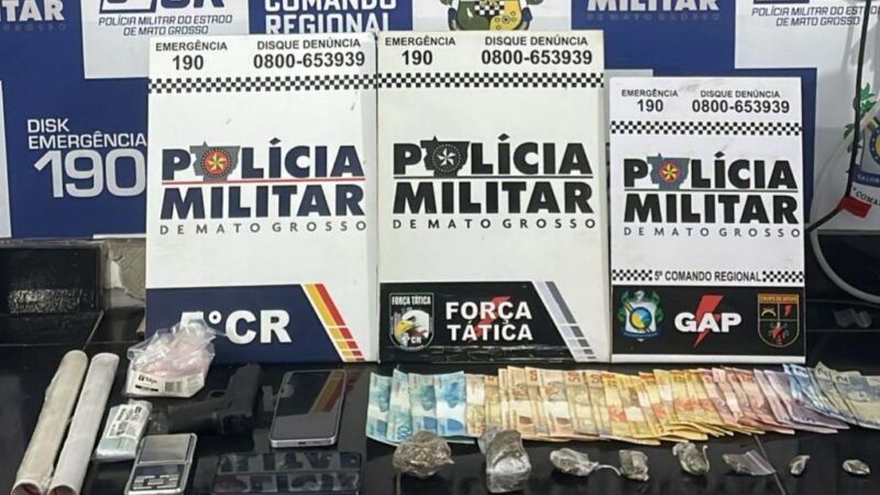 Força Tática fecha ponto de venda de drogas e prende faccionados em Barra do Garças