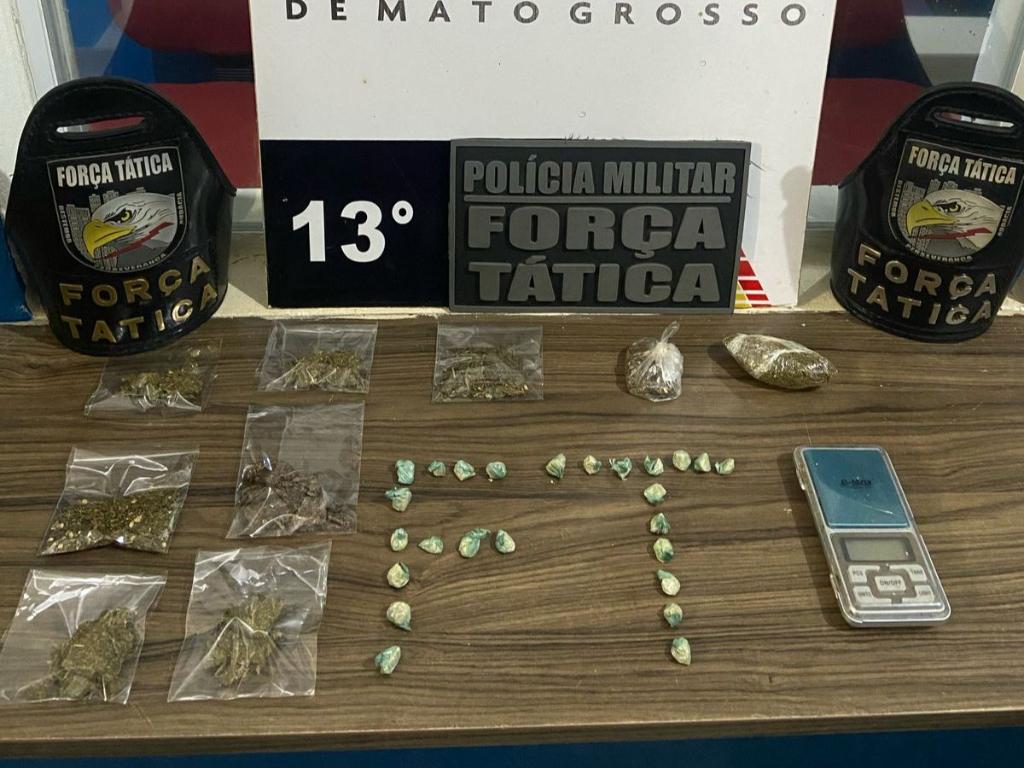 Força Tática prende homem com porções de maconha e pasta base em Lucas do Rio Verde