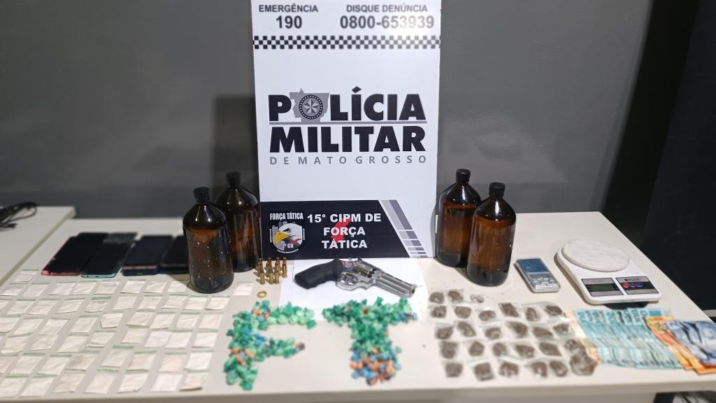 Força Tática prende três faccionados com 262 porções de drogas e arma de fogo em Várzea Grande