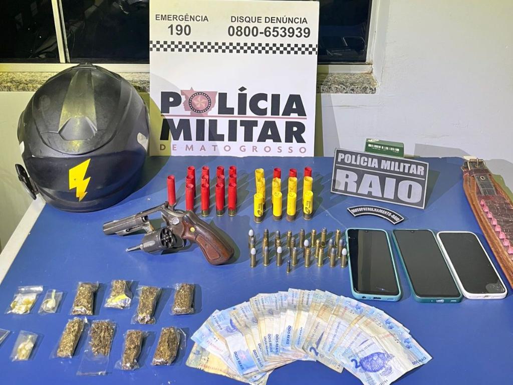 Companhia Raio conduz seis pessoas e apreende arma de fogo e drogas em Sinop