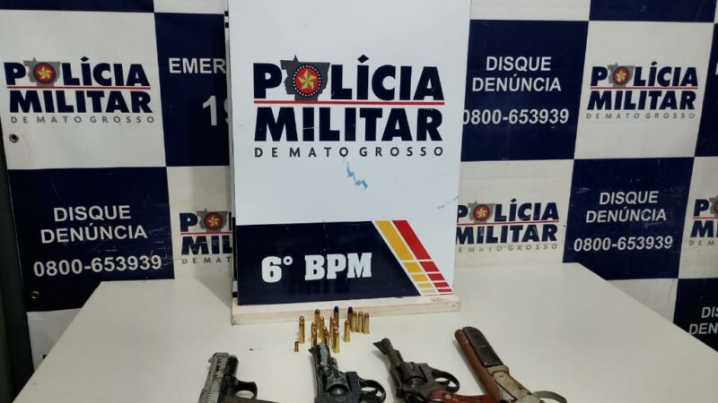Polícia Militar prende homem com quatro armas dentro de residência em Cáceres