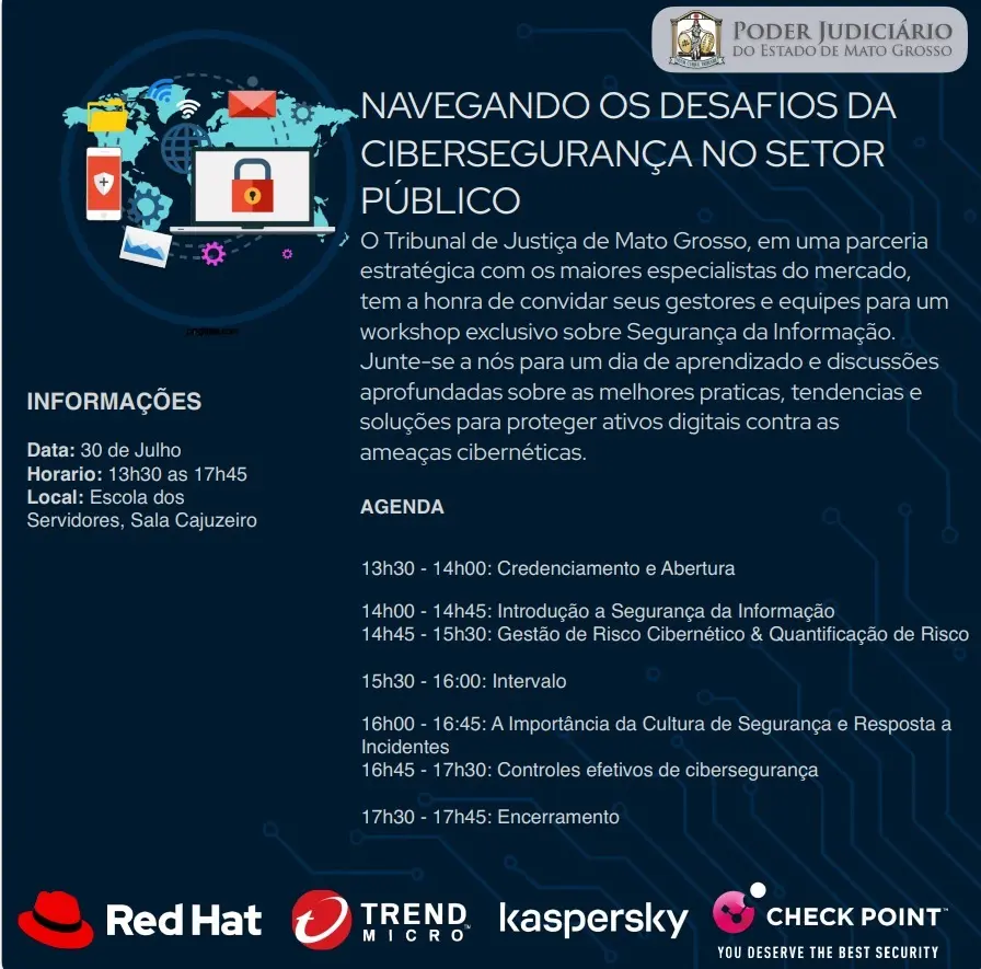 Workshop debate desafios da cibersegurança no setor público e reforça segurança digital no Judicial