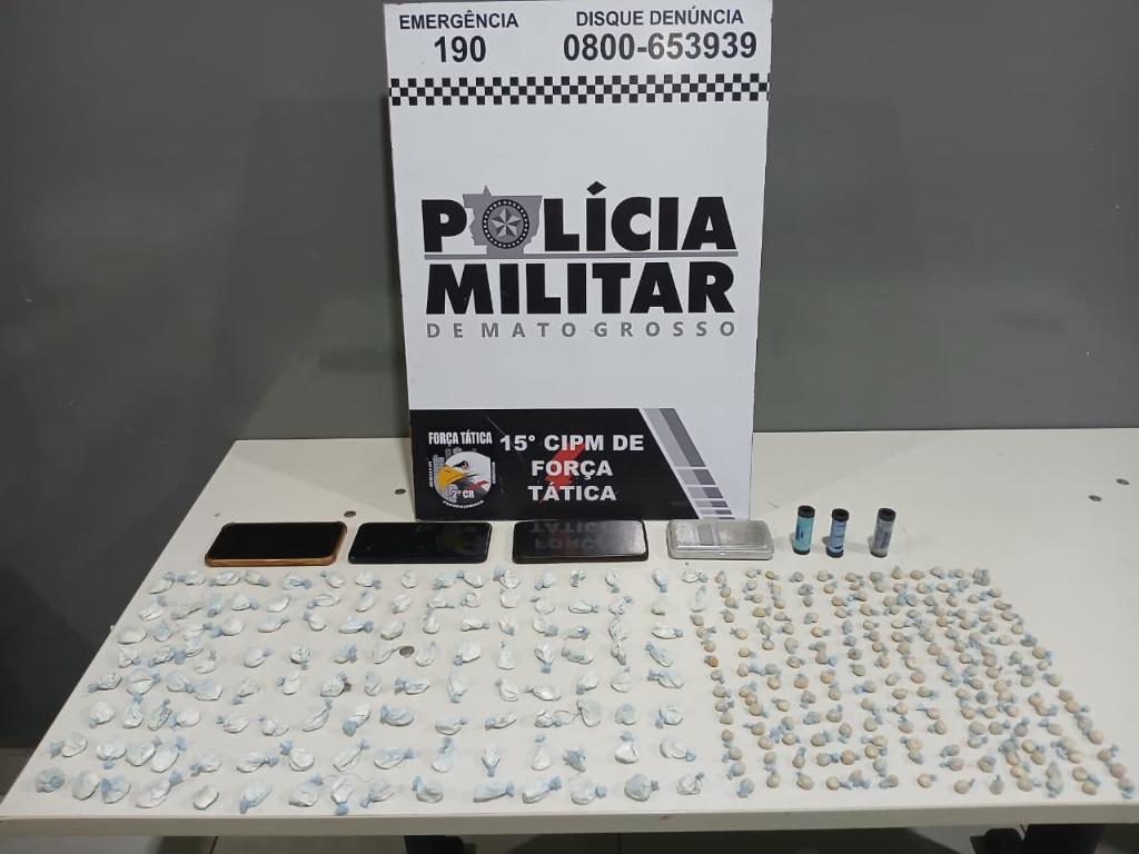 Força Tática prende três pessoas com mais de 300 porções de drogas em Várzea Grande