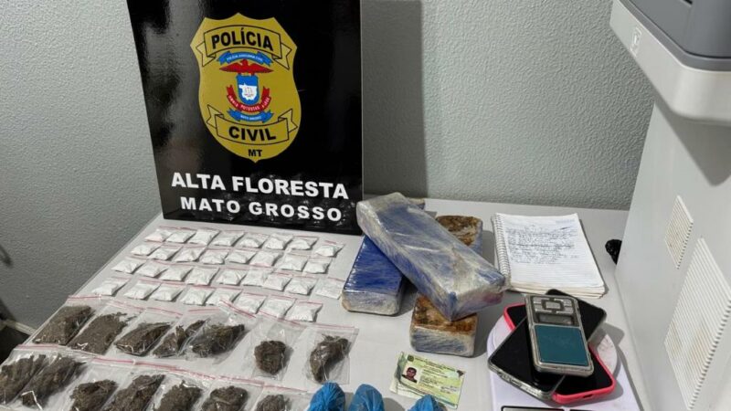 Delegacia de Alta Floresta cumpre mandado de prisão por homicídio e prende suspeito em flagrante por tráfico