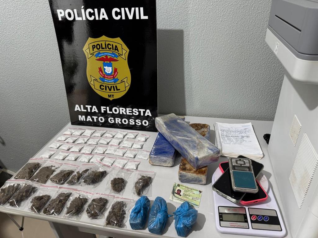 Delegacia de Alta Floresta cumpre mandado de prisão por homicídio e prende suspeito em flagrante por tráfico
