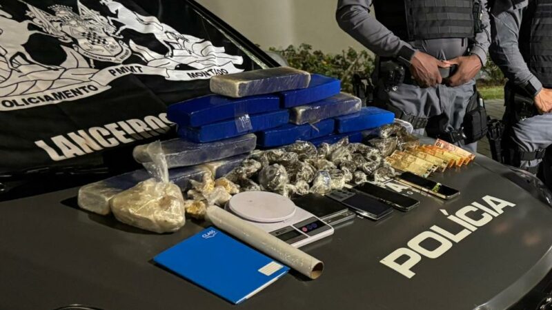 Cavalaria da PM apreende 14 tabletes de maconha e 112 porções de outras drogas; três pessoas são presas