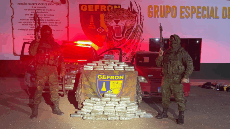 Gefron apreende 68 tabletes de entorpecentes e causa prejuízo de R$ 461 mil as facções criminosas