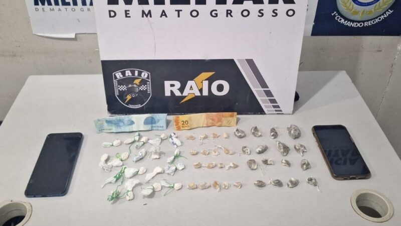 Companhia Raio detém três suspeitos por tráfico e apreende 51 porções de entorpecentes