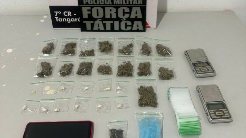 PM prende dois faccionados com drogas e cestas básicas em Tangará da Serra
