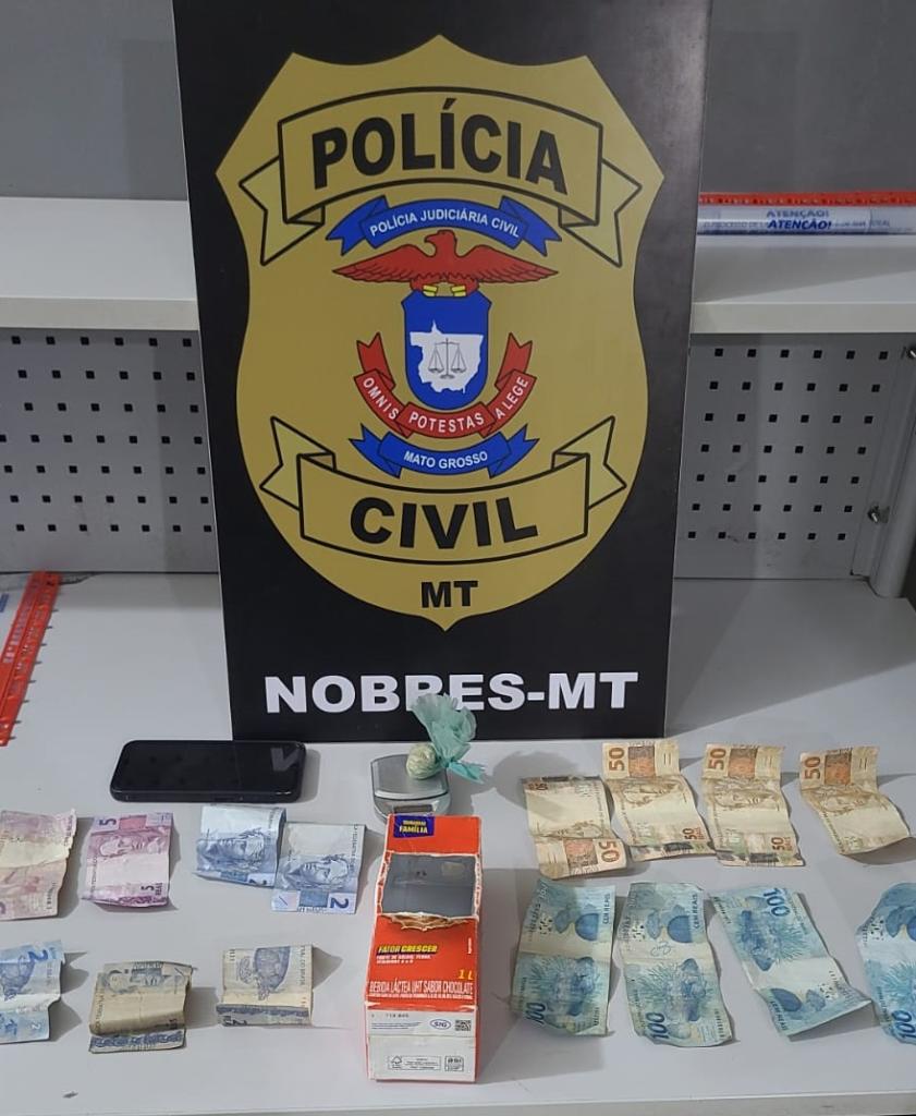 Polícia Civil desmantela ponto de tráfico em Nobres e um suspeito acaba preso