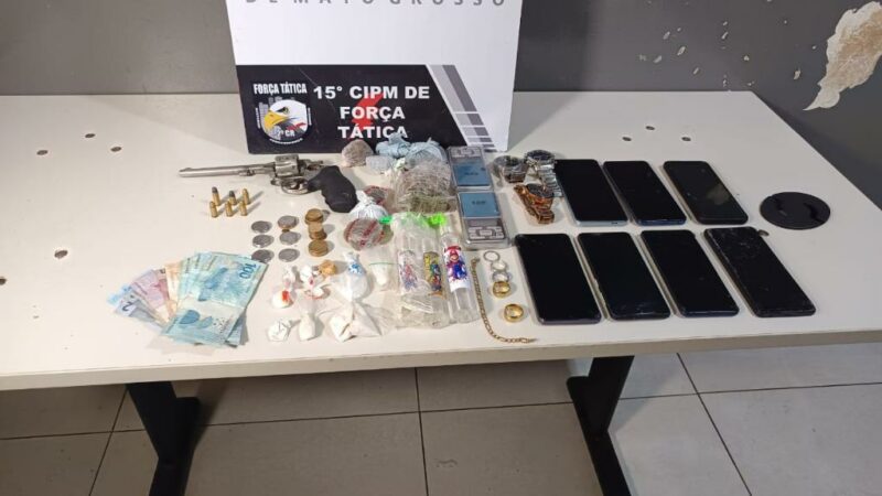 Força Tática flagra trio com arma de fogo, munições e diversas porções de maconha em Várzea Grande