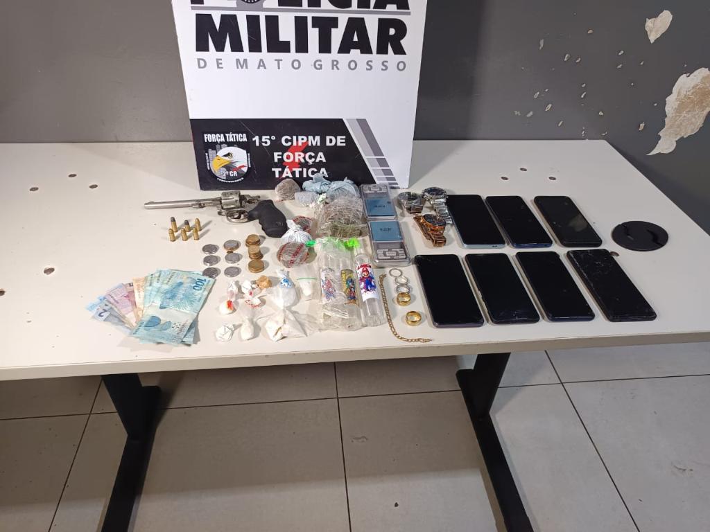 Força Tática flagra trio com arma de fogo, munições e diversas porções de maconha em Várzea Grande