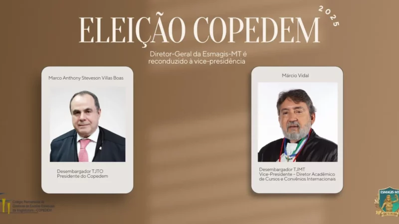 Desembargador Márcio Vidal é reconduzido como vice-presidente do Colégio de Diretores de Escolas