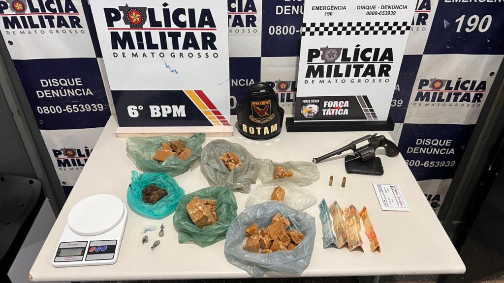 Rotam prende suspeito por tráfico ilícito de drogas e porte ilegal de arma em Cáceres